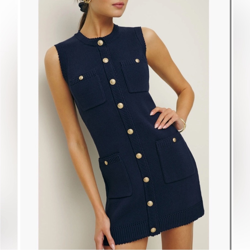 NEW! Reformation Catalina Button Front Knit Cotton Mini Dress Size Large
